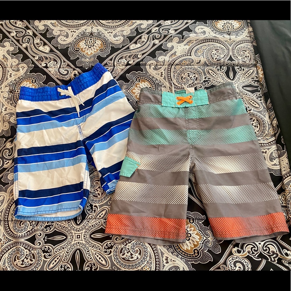 EUC!! 2 pairs of boys Swim Trunks, size medium ☀️🌴💙